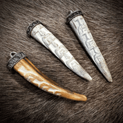 TRIGLAV, CARVED SLAVIC AMULET, DEER ANTLER AND SILVER 925 - TRADITION SLAVE