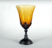 HONEY SAGRADA FAMÍLIA, GOBLET, AMBER GLASS AND PEWTER - REPLIKEN HISTORISCHER GLAS