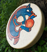 SKOLL VIKING WOLF, SHAMANIC FRAME DRUM - DRUMS, FLUTES