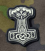 THOR'S HAMMER, 3D RUBBER PATCH, GLOWS IN THE DARK - MILITARY PATCHES