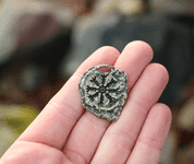 ÆGISHJÁLMUR, MAGISCHES AMULETT, ISLAND, ZINK ALTMESSING - WIKINGERAMULETTE