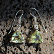 TRIANGULAR, SILVER EARRINGS WITH CITRINE - EARRINGS WITH GEMSTONES, SILVER