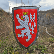 BOUCLIER MÉDIÉVAL - LION DE BOHÊME, MÉTAL, FAIT MAIN - BOUCLIERS PEINTS ET DÉCORATIFS