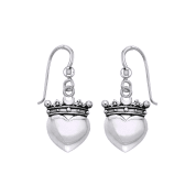 SRDCE S KORUNOU STŘÍBRNÉ NÁUŠNICE - EARRINGS