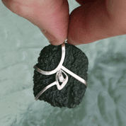 PERSEA - PENDENTIF, ARGENT, MOLDAVITE - BIJOUX À MOLDAVITES TCHÈQUES