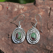 FOREST WELL, STERLING SILVER EARRINGS, RUBY AND ZOISITE - OHRRINGE