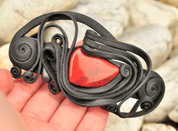 JASPER, RED, HAIR BROOCH - SCHMUCK MIT STEINEN