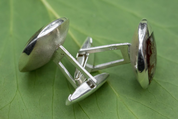 LEONARD, BOUTONS DE MANCHETTE, ARGENT ET AMBRE - AMBRE ET ARGENT