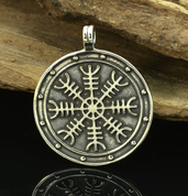 AEGISHJALMUR, HELM OF AWE, MAGICAL RUNE MEDALLION, SILVER - PENDANTS