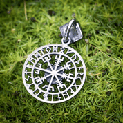 VEGVISIR, RUNES, PENDANT, SILVER, AQUAMARINE - PENDANTS