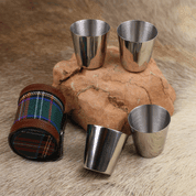 LIKE A GENTLEMAN - SET OF 4 X STAINLESS SHOT GLASSES - FLASQUES ET GOURDES EN CUIR