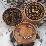 CELTIC OAK BOX FOR JEWELRY, BRACELETS AND COINS - CORDS, BOXES, CHAINS