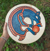 SKOLL VIKING WOLF, SHAMANIC FRAME DRUM - RAHMENTROMMELN