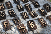 RUNES - ELDER FUTHARK, SET OF WOODEN RUNES - RUNE PENDANTS