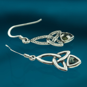 KIRA, EARRINGS, MOLDAVITE AND SILVER - MOLDAVITES, CZECH