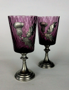 COLOUR OF THISTLE, GOBLET, GLASS AND PEWTER - REPLIKEN HISTORISCHER GLAS