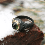 BOHEMIA, BAGUE DE LUXE EN ARGENT AVEC MOLDAVITE TCHÈQUE - BIJOUX À MOLDAVITES TCHÈQUES