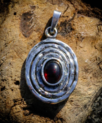 AGARA, PENDANT, STERLING SILVER, GARNET - PENDANTS WITH GEMSTONES, SILVER