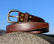 ERCOLE, BUSINESS LEATHER BELT, BROWN - CEINTURES EN CUIR