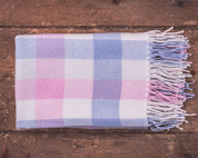 PINK AND BLUE CHECK BABY BLANKET - WOOLEN BLANKETS AND SCARVES, IRELAND