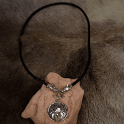 SLAVIC WOLF NECKLACE, BRONZE, LEATHER - BRONZE HISTORICAL JEWELS