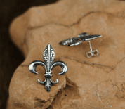 FLEUR DE LIS SILVER EARRINGS - BOUCLES D'OREILLES - BIJOUX HISTORIQUE