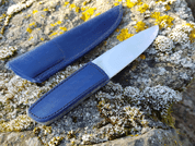 LOGAN DESIGNER KNIFE WITH LEATHER GRIP AND SHEATH, BLUE - KNIVES