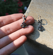 DANKA, SILVER EARRINGS, MOLDAVITE, GARNET - MOLDAVITES, CZECH