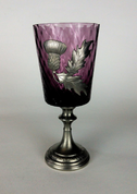 COLOUR OF THISTLE, GOBLET, GLASS AND PEWTER - HISTORICAL GLASS