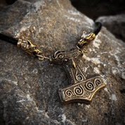 SCANIA, VIKING LEATHER BRAIDED NECKLACE, BRONZE - BRONZE HISTORICAL JEWELS