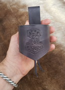 HORN HOLDER - THOR'S HAMMER, LEATHER - DRINKING HORNS