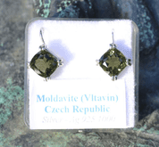 RHETIA, STERLING SILVER MOLDAVITE EARRINGS - MOLDAVITE