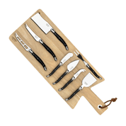 8 CHEESE KNIVES BLACK WITH SERVING BOARD PREMIUM LINE OF LAGUIOLE STYLE DE VIE - COUTEAUX DE CUISINE