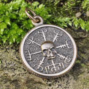 VEGVÍSIR SKULL - ISLÄNDISCHE RUNE, BRONZEANHÄNGER - ANHÄNGER, HALSKETTEN