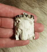 BEAR, CARVED ANTLER PENDANT - ANIMAL PENDANTS