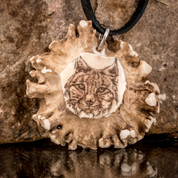 LYNX, BOIS DE CERF GRAVÉ PENDENTIF - BIJOUX ANIMALIERS