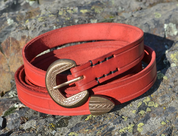 VIGO, MEDIEVAL LEATHER BELT, RED - CEINTURES EN CUIR