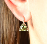 MOLDAVITE SILVER EARRINGS, TRIANGLES, AG 925 - MOLDAVITES, TEKTITES