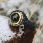 BOHEMIA, LUXURY SILVER RING WITH CZECH MOLDAVITE - MOLDAVITES, CZECH