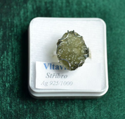 SILVER RING, RAW MOLDAVITE, AG 925 - MOLDAVITE