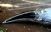 ART NOUVEAU DRINKING HORN WITH MASKARON, PEWTER - HORNS WITH TIN