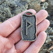 WUNJO, RUNE PENDANT, ZINC ANT. BRASS - RUNE