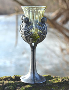 OAK LEAF, HISTORICAL GLASS GOBLET, DECORATIVE REPLICA - HISTORICAL GLASS