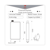 TI9306 TITANIUM POCKET FLASK WITH FUNNEL KEITH - TITANAUSRÜSTUNG