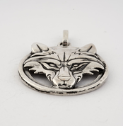 WOLF'S HEAD IN A RING, STERLING SILVER PENDANT - PENDANTS