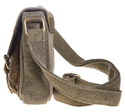 SHOULDER BAG WITH POCKETS, UNISEX, CANVAS, LEATHER - WOOLEN HANDBAGS & BAGS