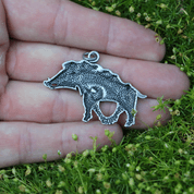 COLLACH - CELTIC BOAR PENDANT, ZINC, ANTIQUE SILVER - ALL PENDANTS, OUR PRODUCTION