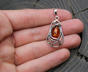 WERA, AMBER PENDANT, STERLING SILVER - AMBER JEWELRY