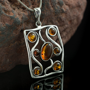 ANKA, PENDANT, BALTIC AMBER, STERLING SILVER - AMBER JEWELRY