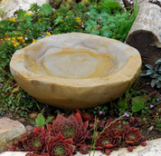 STONE GARDEN BOWL - ROUND - SANDSTONE - GARDEN DECOR